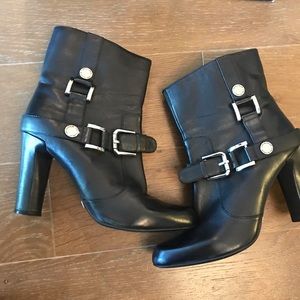 Members Only Black Leather Booties